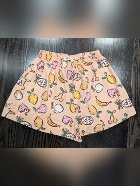4/$20 H&M Girls Shorts 10 Peach Fruit Print Cotton Elastic Waist Summer